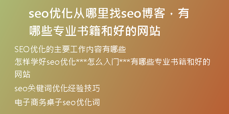 seo优化从哪里找seo博客，有哪些专业书籍和好的网站