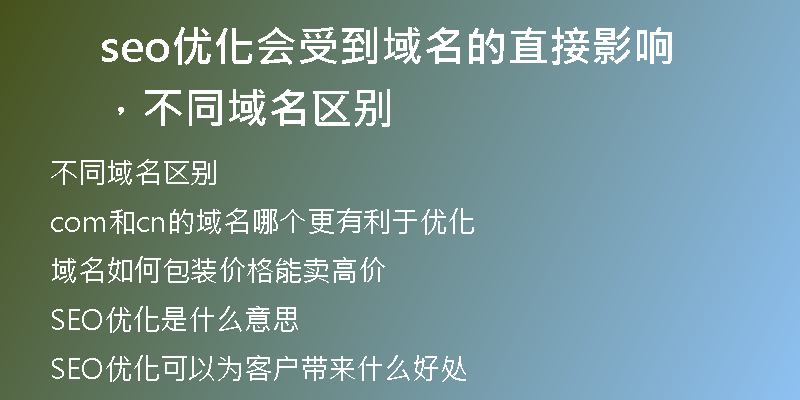 seo优化会受到域名的直接影响，不同域名区别