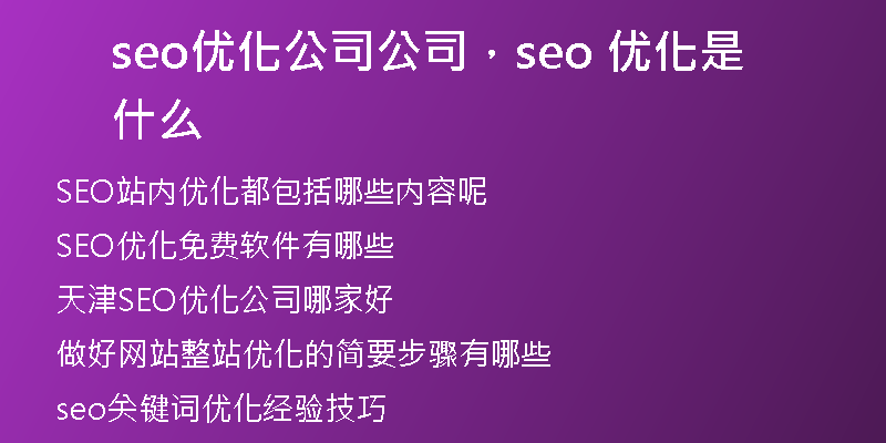 seo优化公司公司，seo 优化是什么