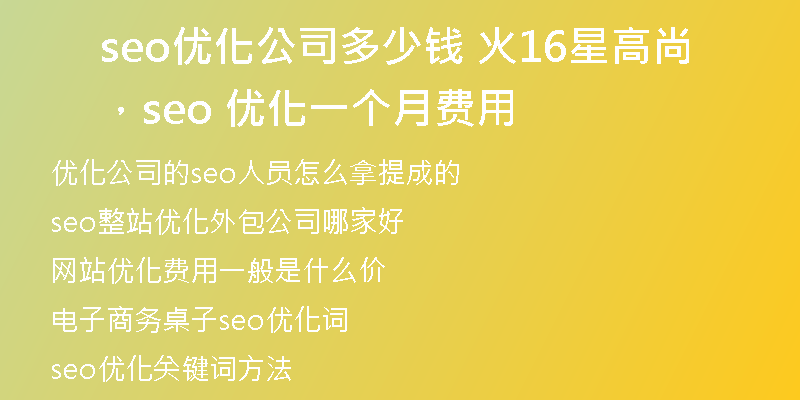 seo优化公司多少钱 火16星高尚，seo 优化一个月费用