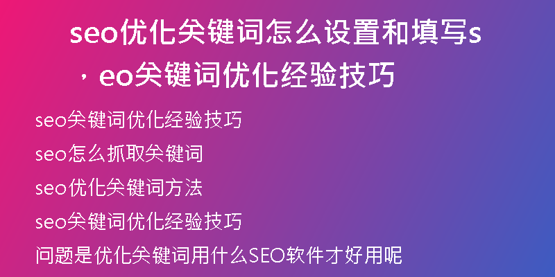 seo优化关键词怎么设置和填写，seo关键词优化经验技巧