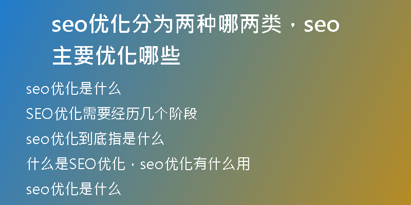 seo优化分为两种哪两类，seo主要优化哪些