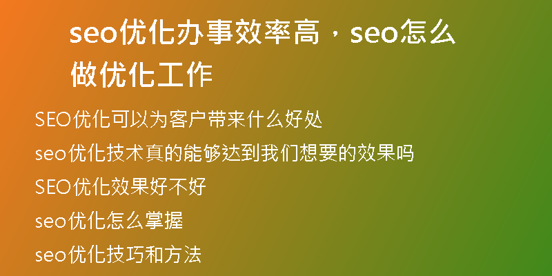 seo优化办事效率高，seo怎么做优化工作