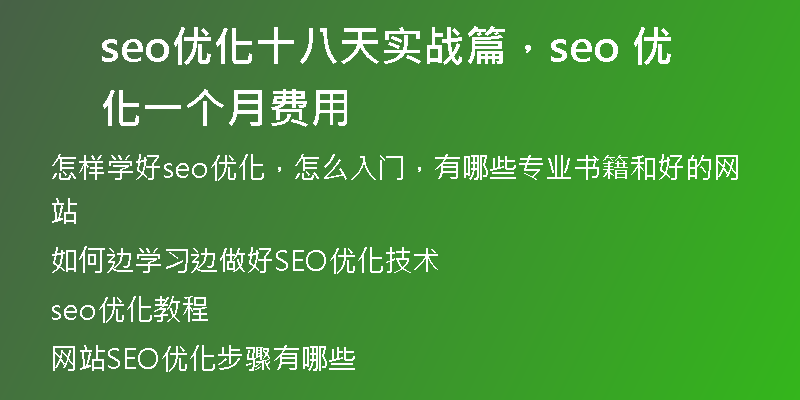 seo优化十八天实战篇，seo 优化一个月费用