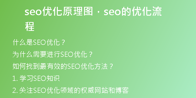 seo优化原理图，seo的优化流程
