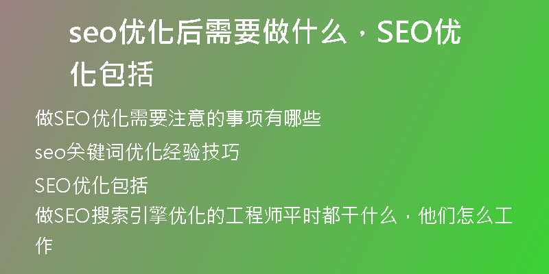 seo优化后需要做什么，SEO优化包括