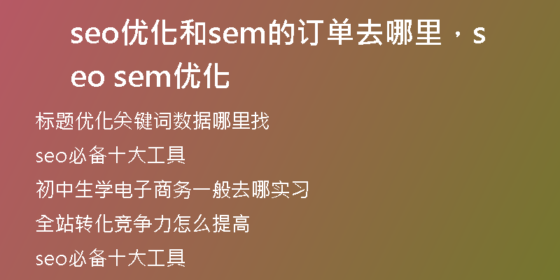 seo优化和sem的订单去哪里，seo sem优化