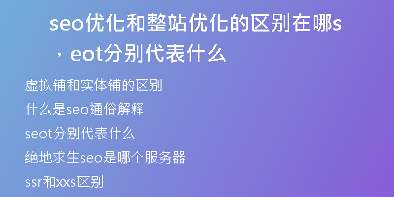 seo优化和整站优化的区别在哪,seot分别代表什么