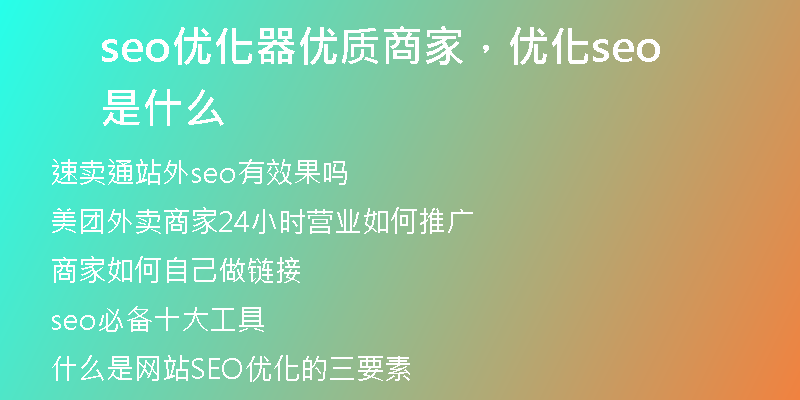 seo优化器优质商家，优化seo是什么