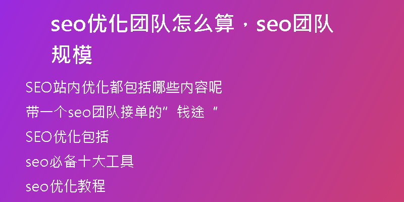 seo优化团队怎么算，seo团队规模