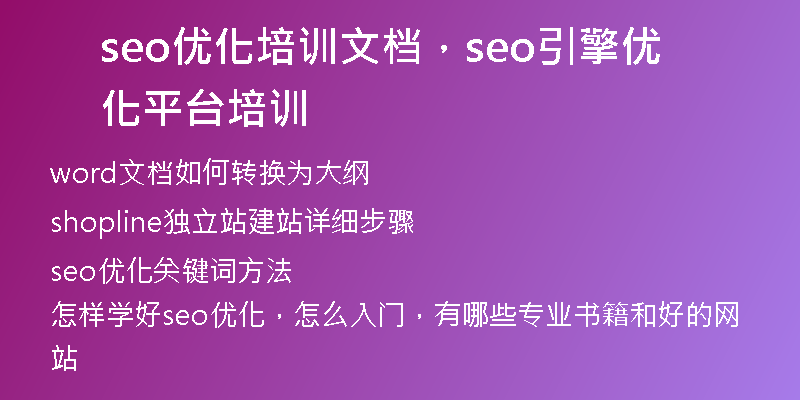 seo优化培训文档，seo引擎优化平台培训