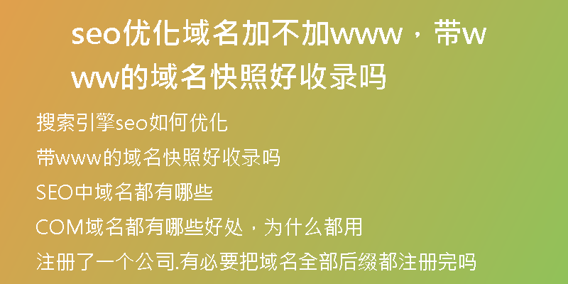 seo优化域名加不加www，带www的域名快照好收录吗