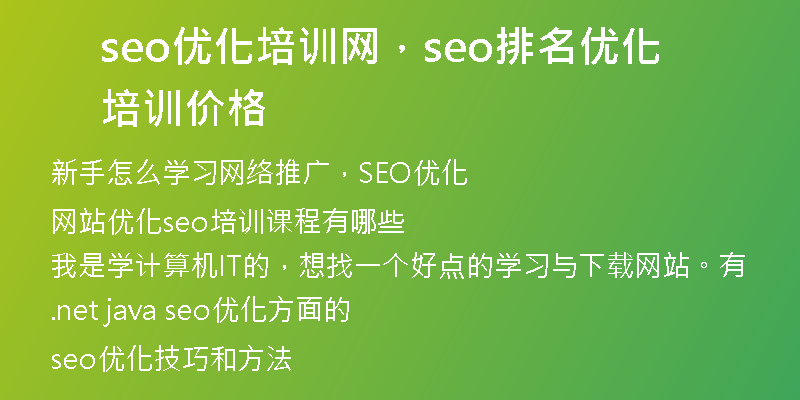 seo优化培训网，seo排名优化培训价格