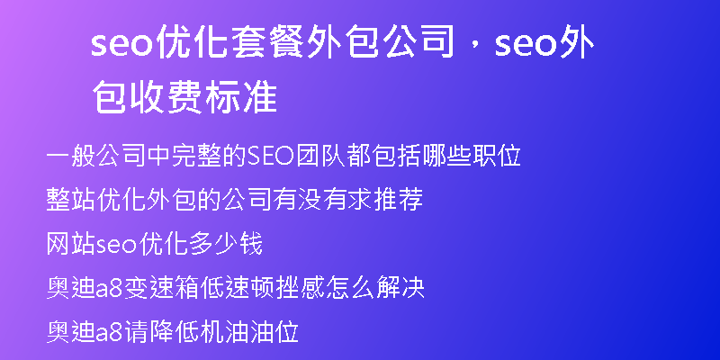seo优化套餐外包公司，seo外包收费标准