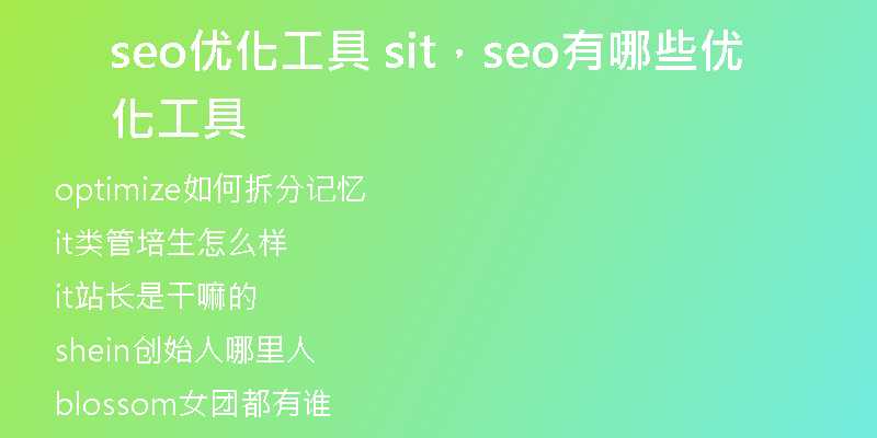 seo优化工具 sit,seo有哪些优化工具