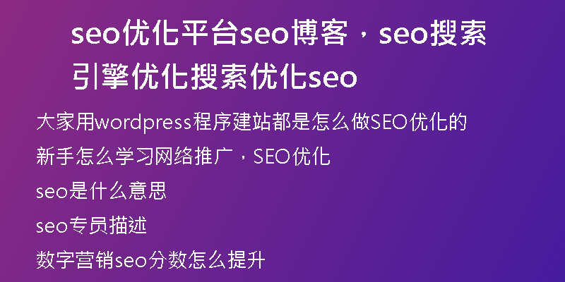 seo优化平台seo博客，seo搜索引擎优化搜索优化seo