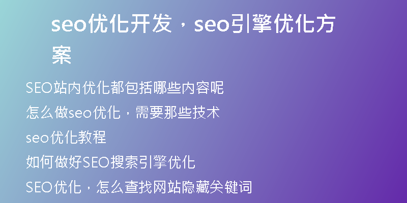 seo优化开发，seo引擎优化方案