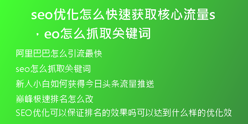seo优化怎么快速获取核心流量，seo怎么抓取关键词