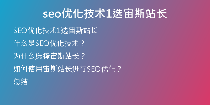 seo优化技术1选宙斯站长