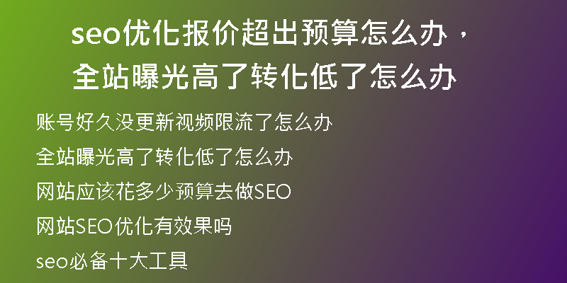 seo优化报价超出预算怎么办，全站曝光高了转化低了怎么办