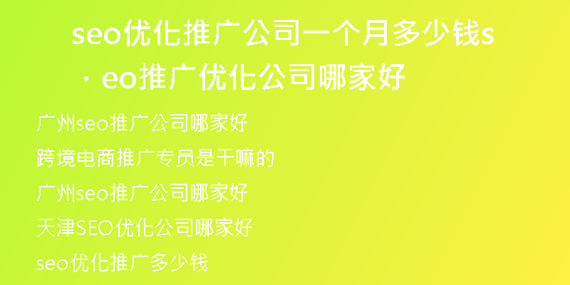 seo优化推广公司一个月多少钱，seo推广优化公司哪家好