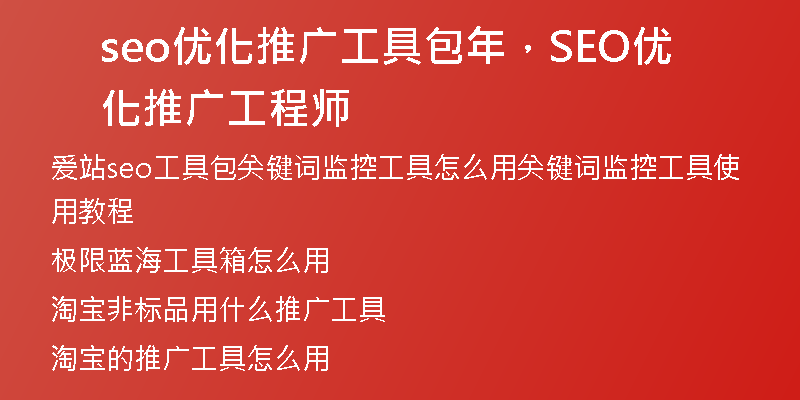 seo优化推广工具包年，SEO优化推广工程师