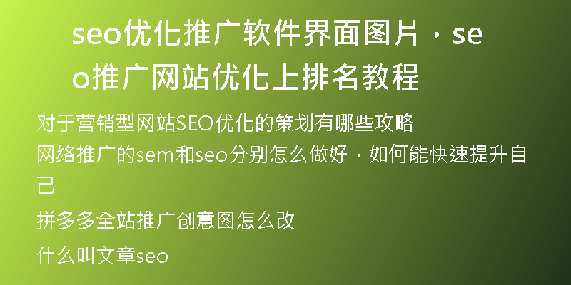 seo优化推广软件界面图片，seo推广网站优化上排名教程