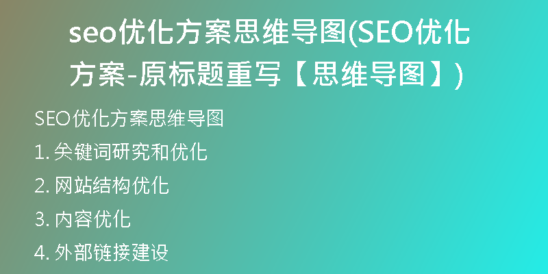 seo优化方案思维导图(SEO优化方案-原标题重写【思维导图】)