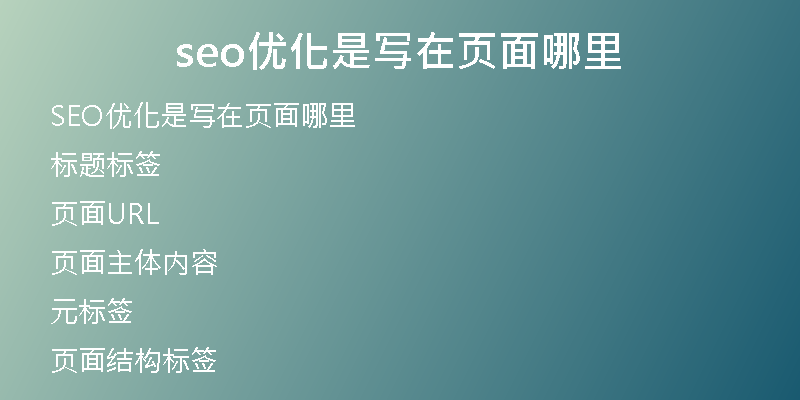 seo优化是写在页面哪里
