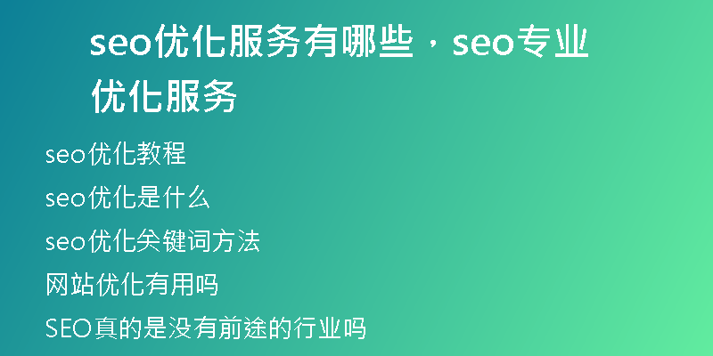 seo优化服务有哪些，seo专业优化服务