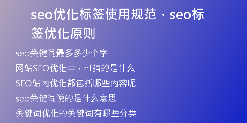 seo优化标签使用规范，seo标签优化原则