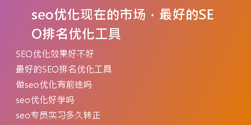 seo优化现在的市场，最好的SEO排名优化工具