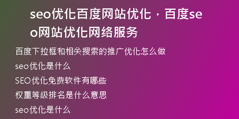 seo优化百度网站优化，百度seo网站优化 网络服务