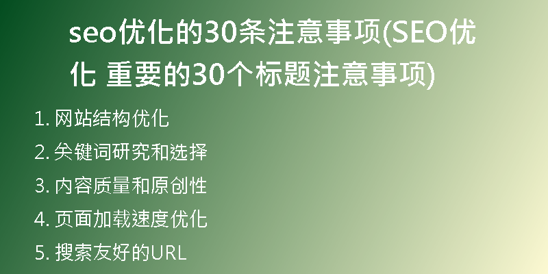 seo优化的30条注意事项(SEO优化 重要的30个标题注意事项)