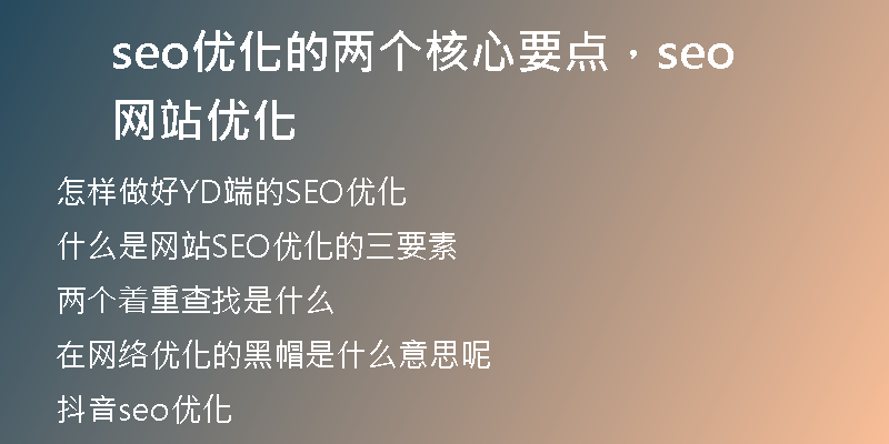 seo优化的两个核心要点，seo网站优化