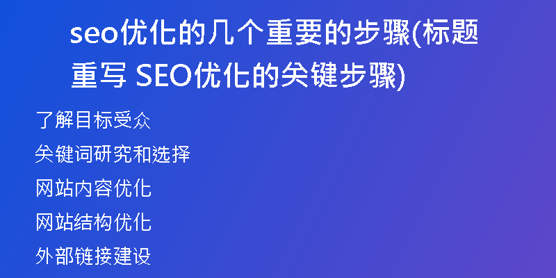 seo优化的几个重要的步骤(标题重写 SEO优化的关键步骤)