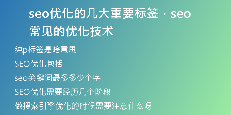 seo优化的几大重要标签，seo常见的优化技术