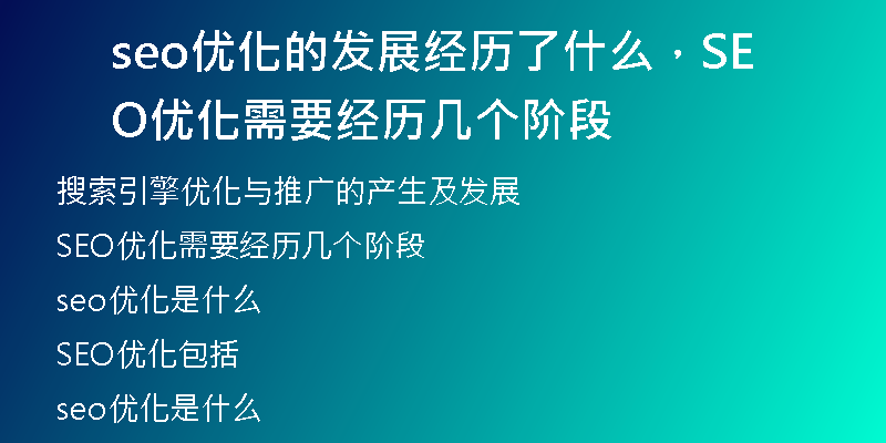 seo优化的发展经历了什么，SEO优化需要经历几个阶段