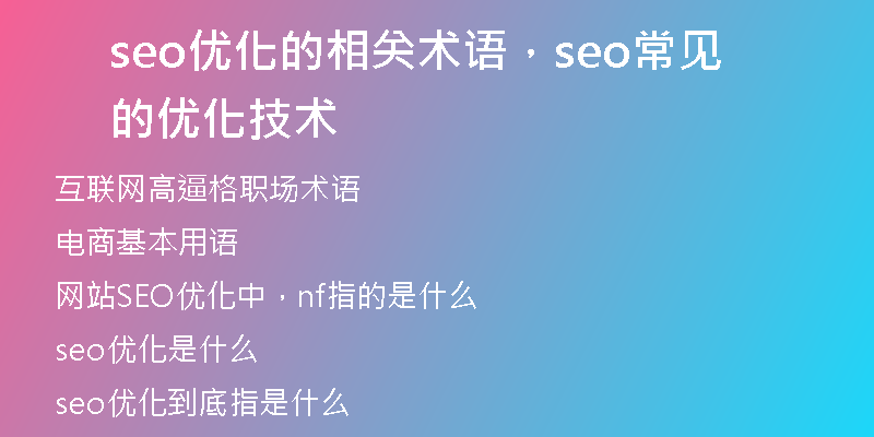 seo优化的相关术语，seo常见的优化技术