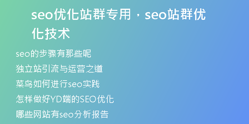 seo优化站群专用，seo站群优化技术