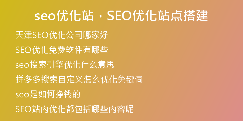 seo优化站，SEO优化站点搭建