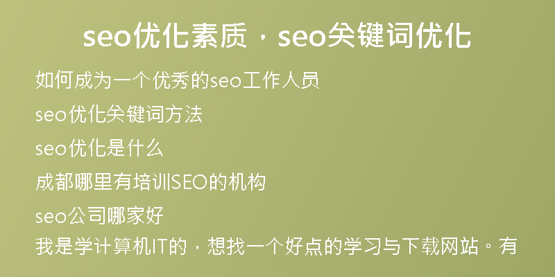 seo优化素质，seo关键词优化