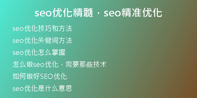 seo优化精髓，seo精准优化