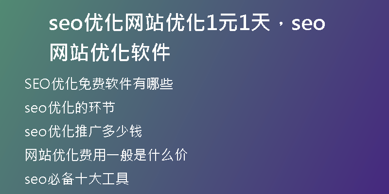 seo优化网站优化1元1天，seo网站优化软件