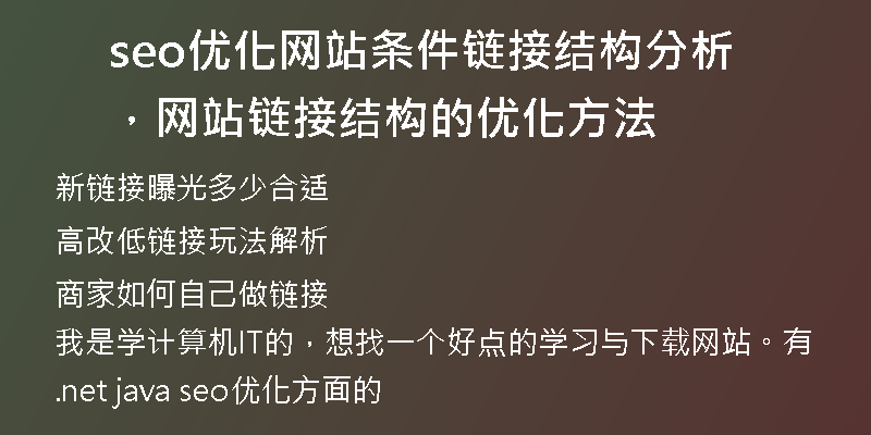 seo优化网站条件链接结构分析，网站链接结构的优化方法