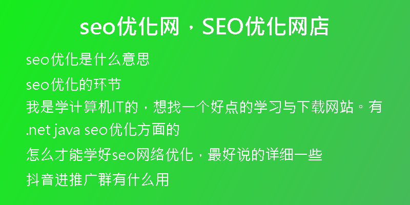 seo优化网，SEO优化网店