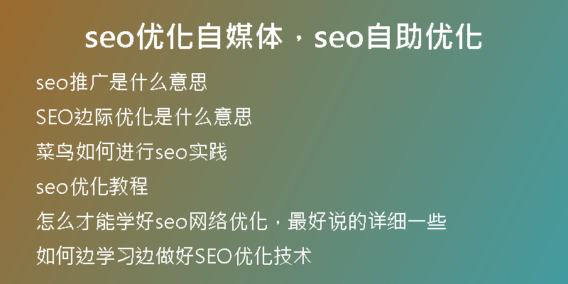 seo优化自媒体，seo自助优化