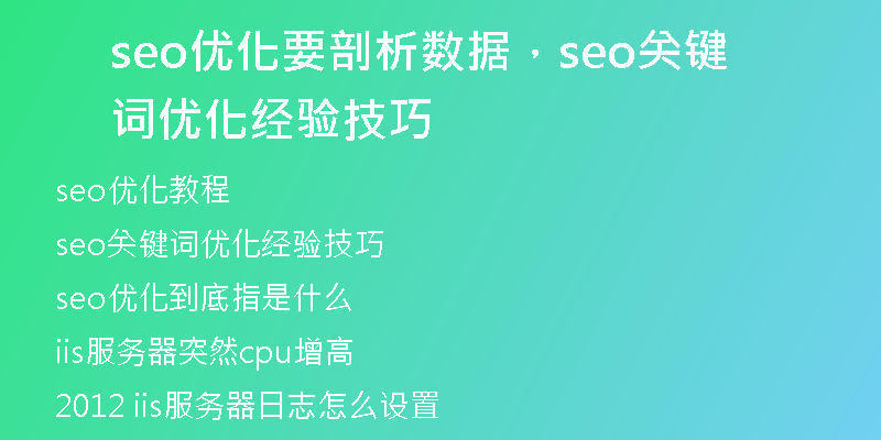 seo优化要剖析数据，seo关键词优化经验技巧