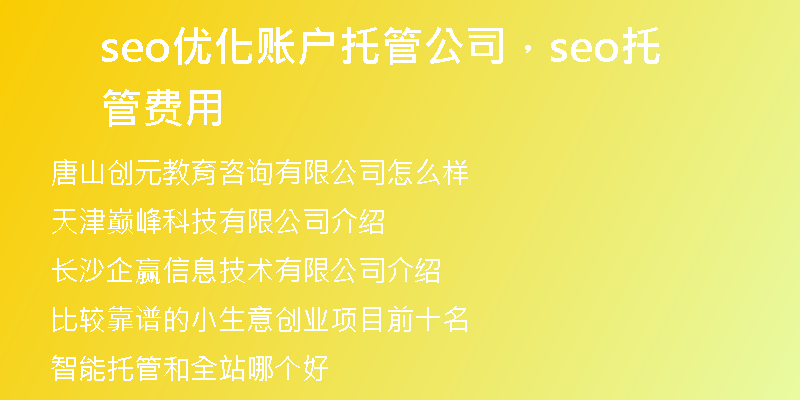 seo优化账户托管公司，seo托管费用