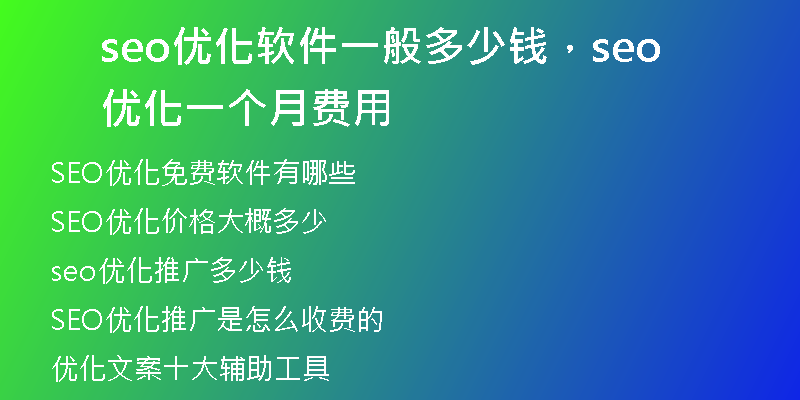 seo优化软件一般多少钱，seo 优化一个月费用